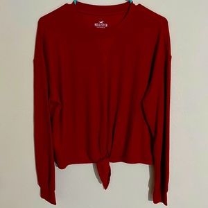Hollister Easy Fit Long Sleeve Waffle Knit Top Size XS - Red